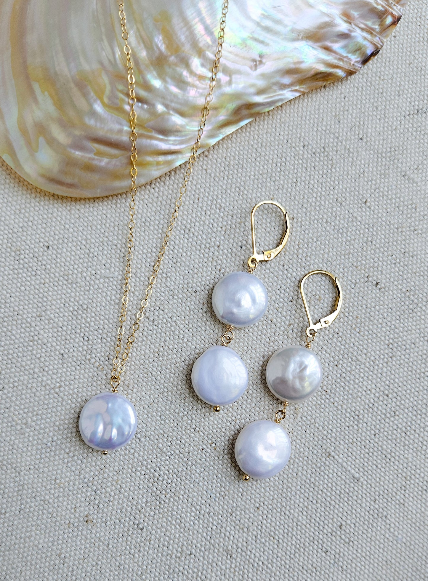 Single Freshwater Coin Pearl Necklace