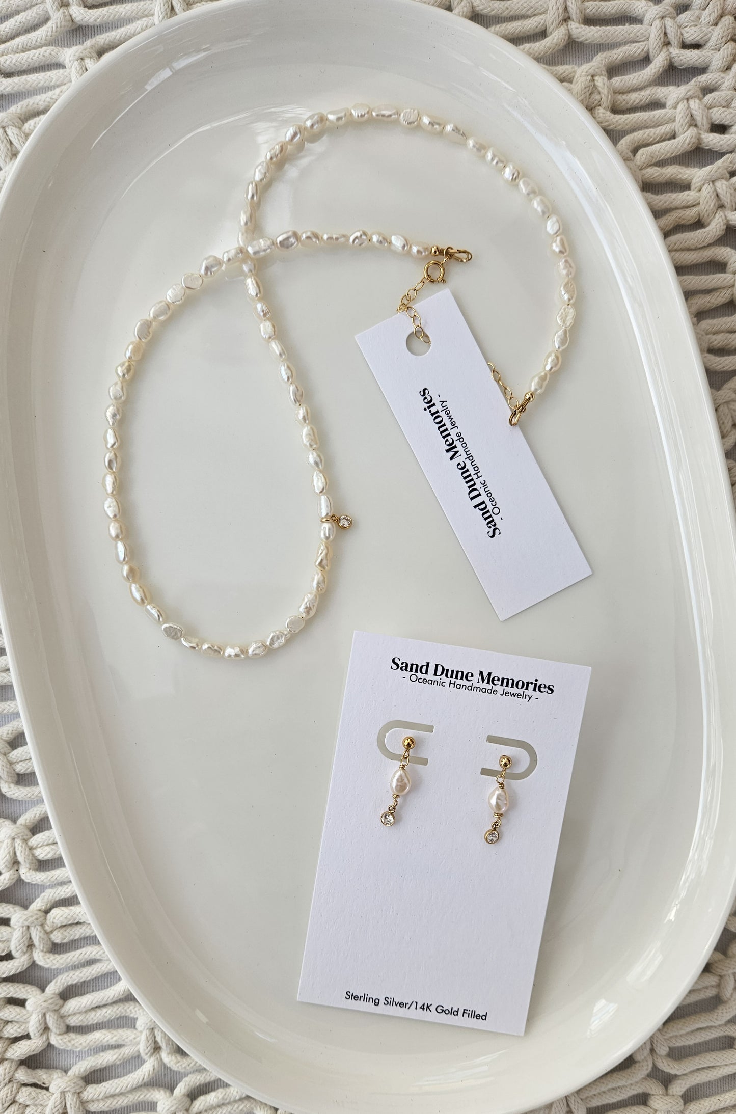 Freshwater Pearl CZ Charm Earrings