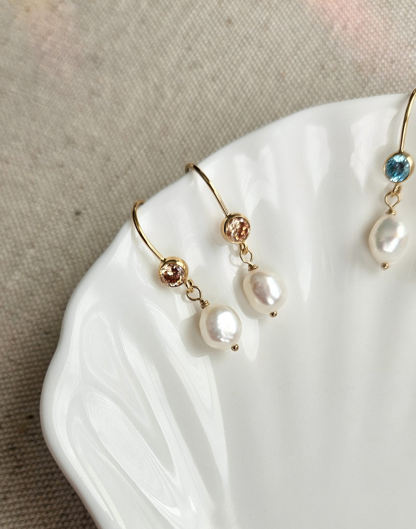 Gemstone Freshwater Pearl Earrings