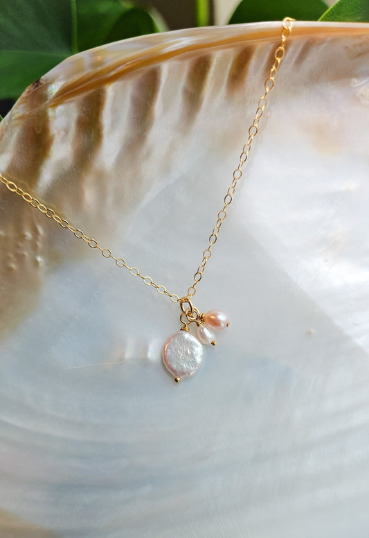 Lustrous Freshwater Pearl Charm Necklace