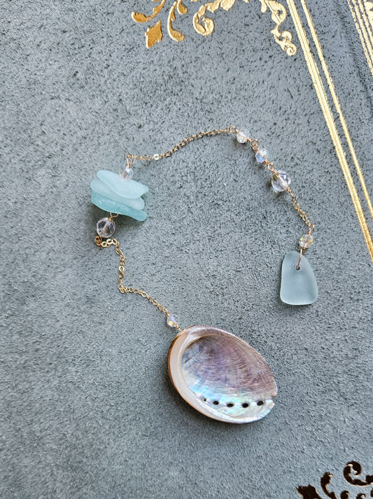 Abalone & Sea Glass Pendulum