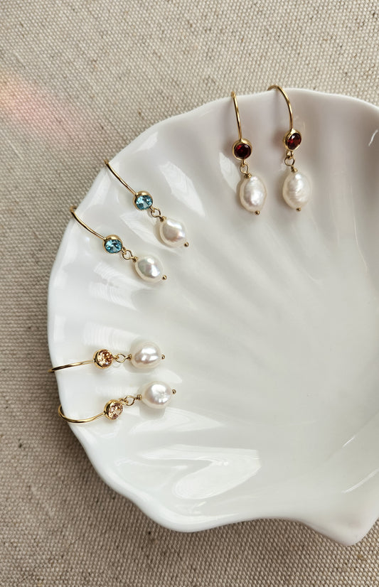 Gemstone Freshwater Pearl Earrings